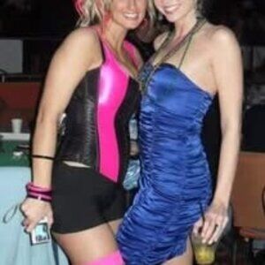 Strapless bright blue dress